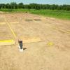 A look at today's S-course racing track. The first stretch off the line has two crush car jumps, followed by a side by side right hand turn. In the middle the trucks will fly over school bus jumps and then into a side by side left turn and stand on the throttle for the finish line and last jump.