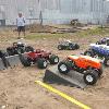 Here we get a good look at the trucks parked on the crossover section of the track. Without a doubt one of the most exciting parts of the track.