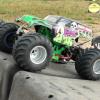 the black and green wrecking machine Grave Digger was experimenting with a new setup for racing today.